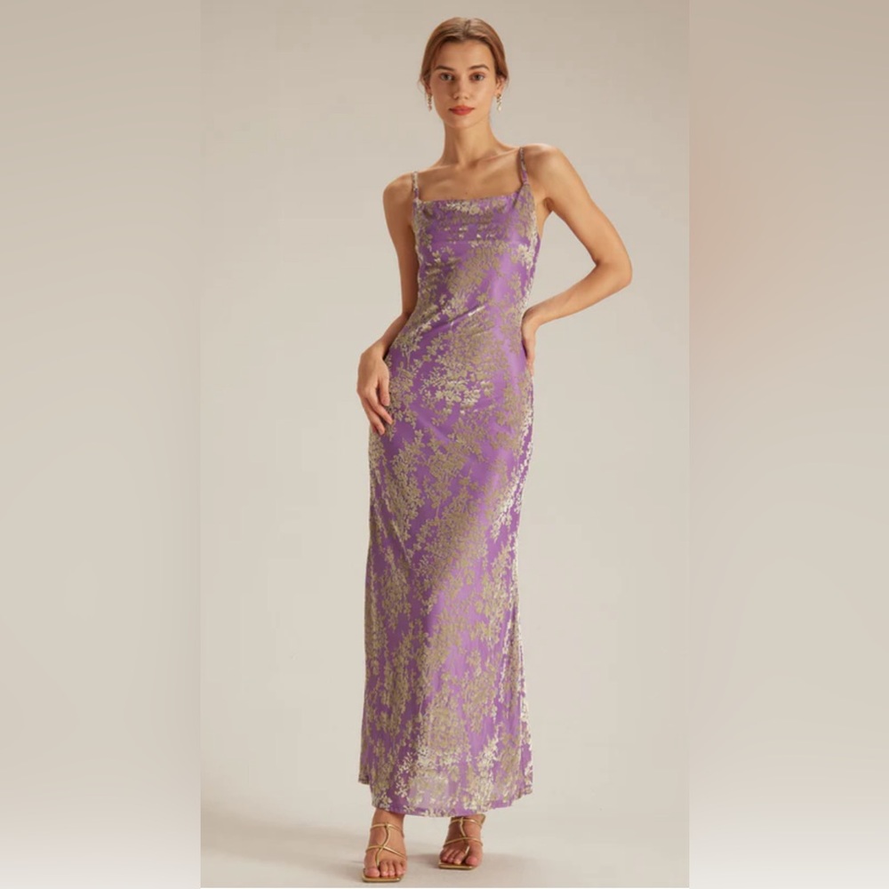 NWT RIHOAS Cowl Neck Cutout Back Maxi Dress Sz S, L.